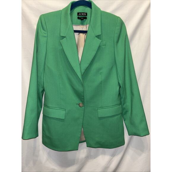 J Crew Willa Blazer Jacket size 2 in Wool Blend Green Career Modern Classic - Picture 1 of 15